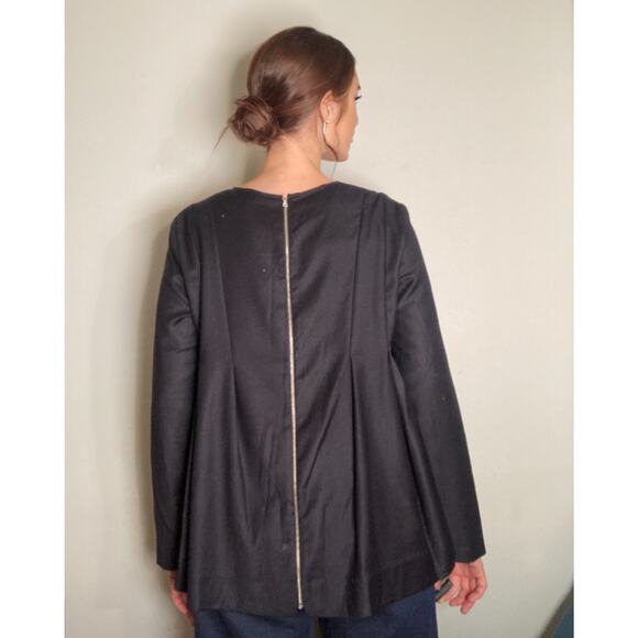 KAELEN Navy Blouse Pleated Perfection Wool Tucked Top Maternity ~ Sz M ~ NWT - Picture 2 of 9